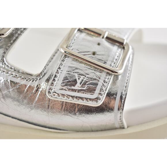 Louis Vuitton Trainer Mule Metallic Silver Buckle Slide Sandal UK 9 US 10 11 - Picture 5 of 16